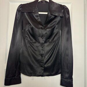 Vintage Satin L/S Western Top - Size Small